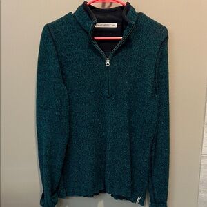 Teal Woolrich-1/4 Zip Sweater